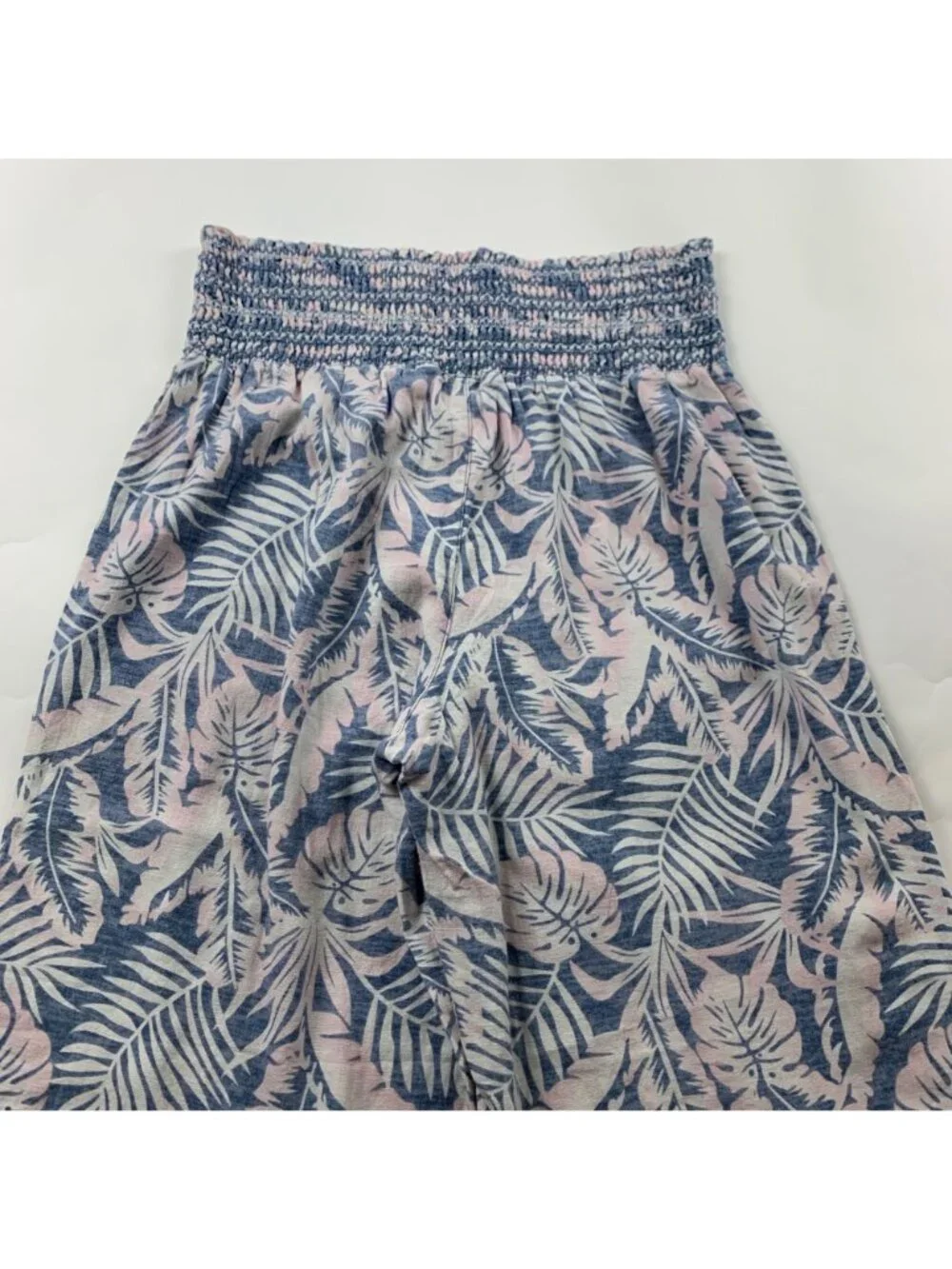 DAHUI Hawaii Linen Blend Pastel Palm Print Wide Leg Lounge Pant XL